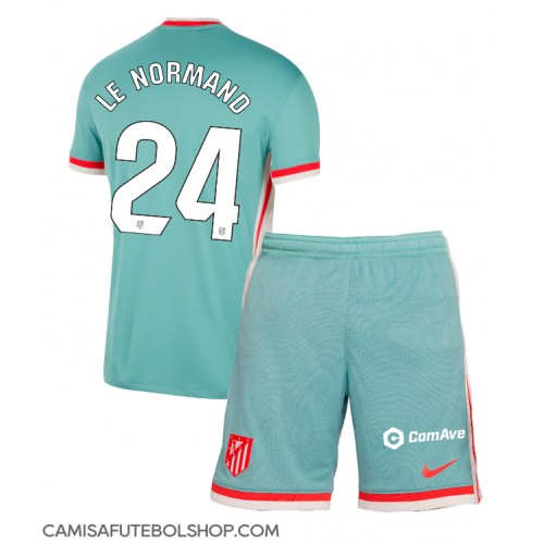 Camisa de time de futebol Atletico Madrid Robin Le Normand #24 Replicas 2º Equipamento Infantil 2024-25 Manga Curta (+ Calças curtas)